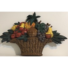Vintage 1965 Fruit Basket Wall Plaque Pineapple, Grapes, Pears, Apples   232871472131